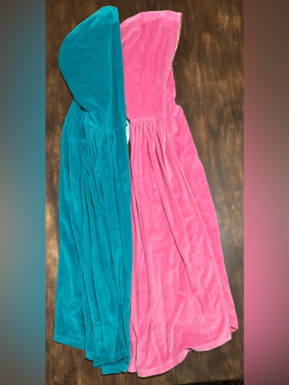 Kids Hooded Cape in Blue and Pink